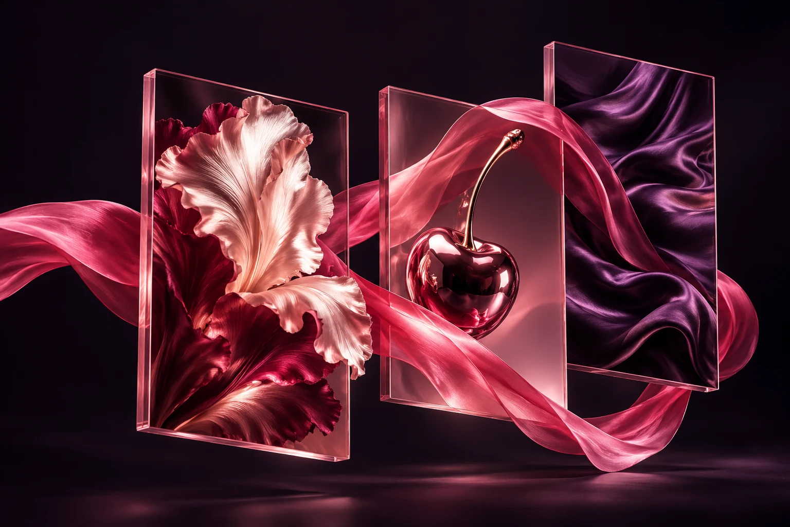 Campaign concepts arranged across vivid editorial panels